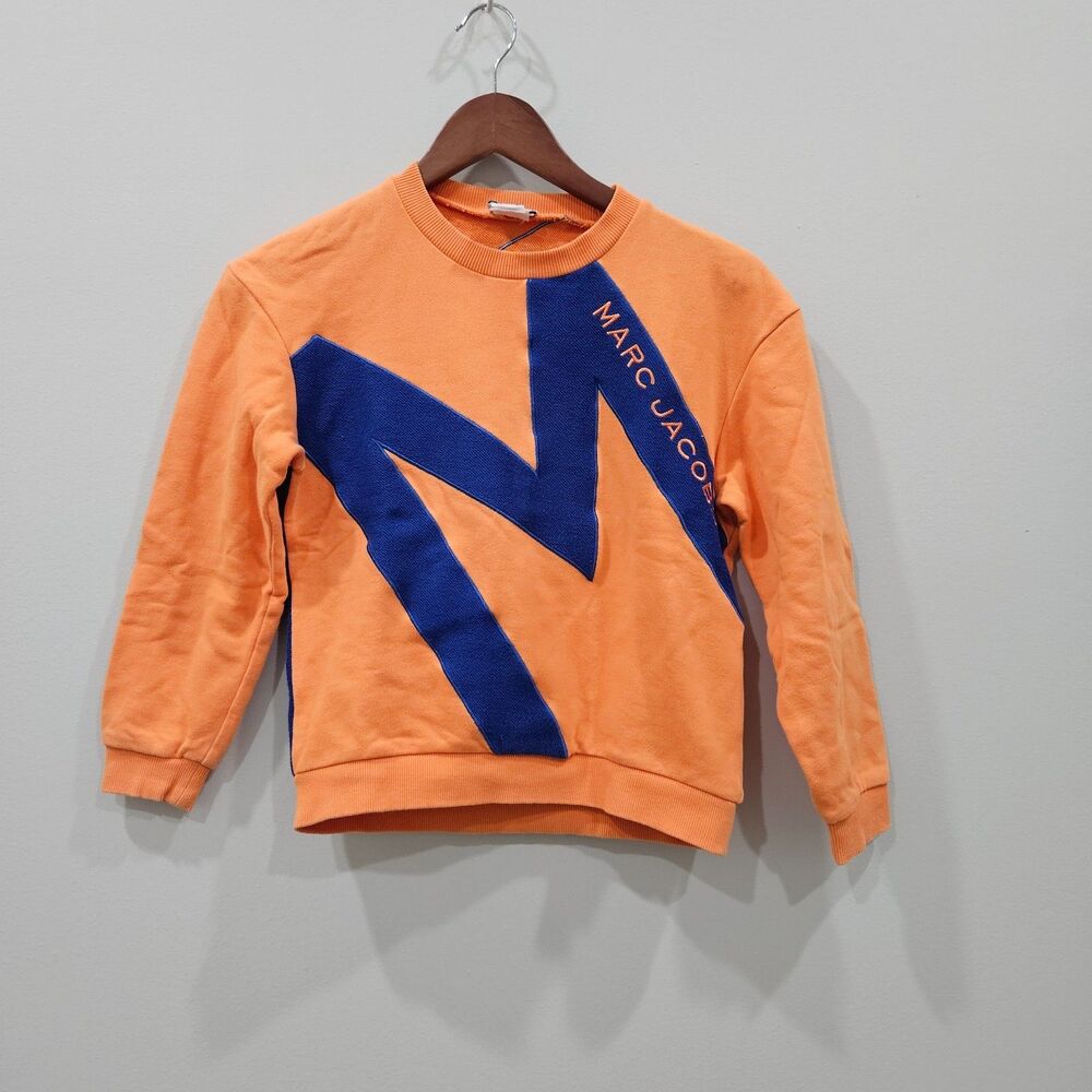 Marc Jacobs Youth Sweatshirt Size 10 Orange Blue Long Sleeves Colorblock Casual
